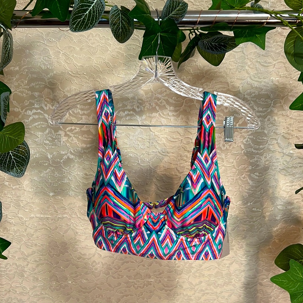 Kenneth Cole Underwired Jungle Mosaic Bikini Top, Multi-Color, Women’s M